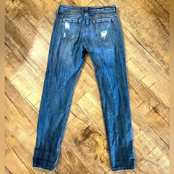 Women's‎ Mid Rise Relaxed Fit Skinny Distressed Denim Blue Jeans Size 3 - Picture 7 of 8